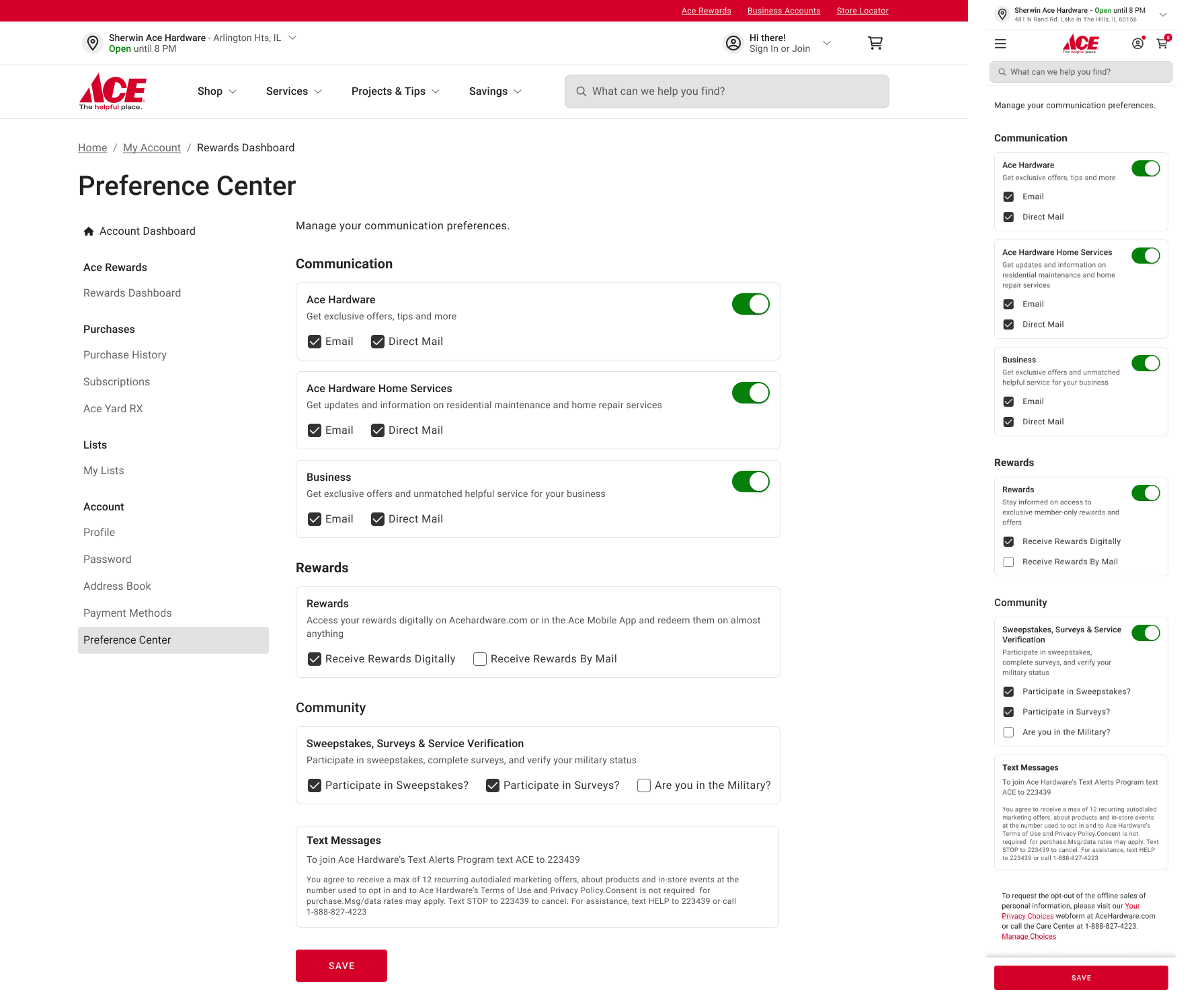 Preference Center Subscribed